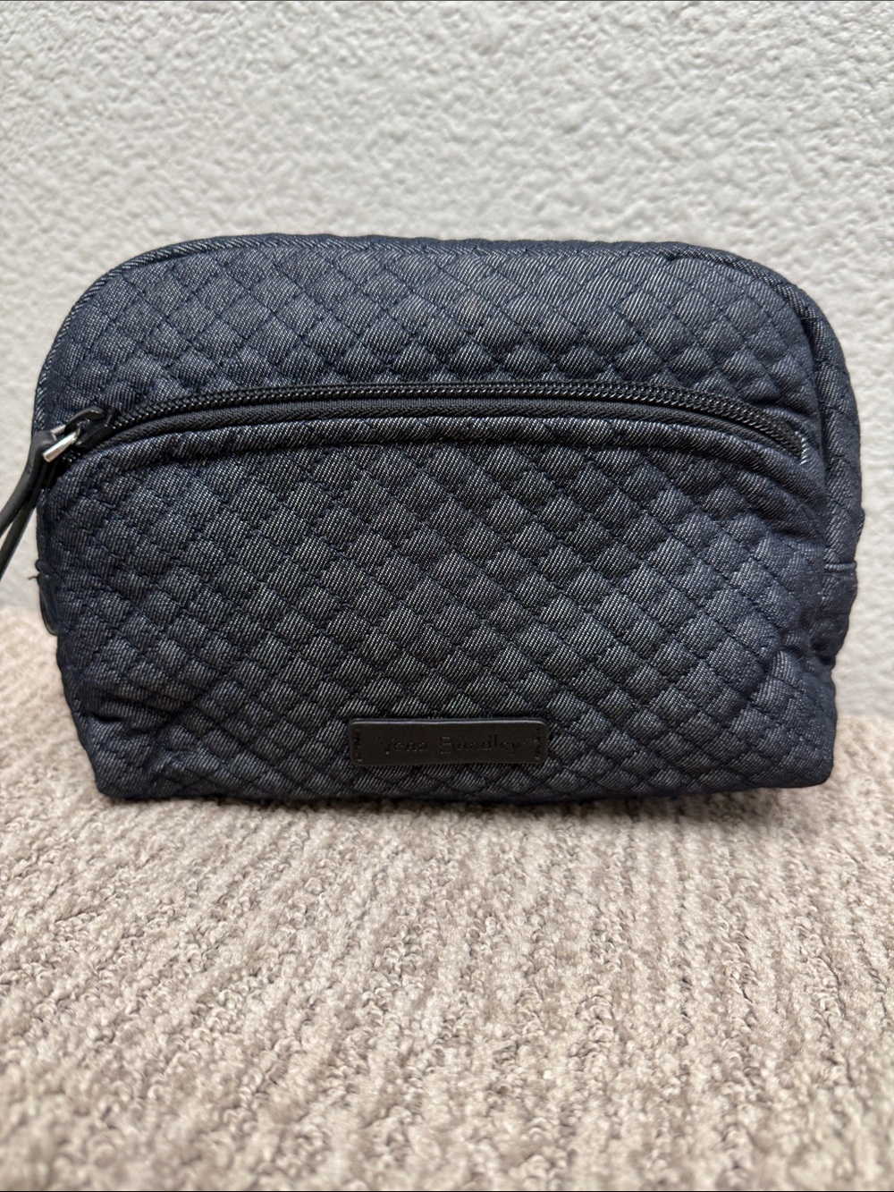 Vera Bradley Charcoal Denim Quilted Cosmetic Pouch